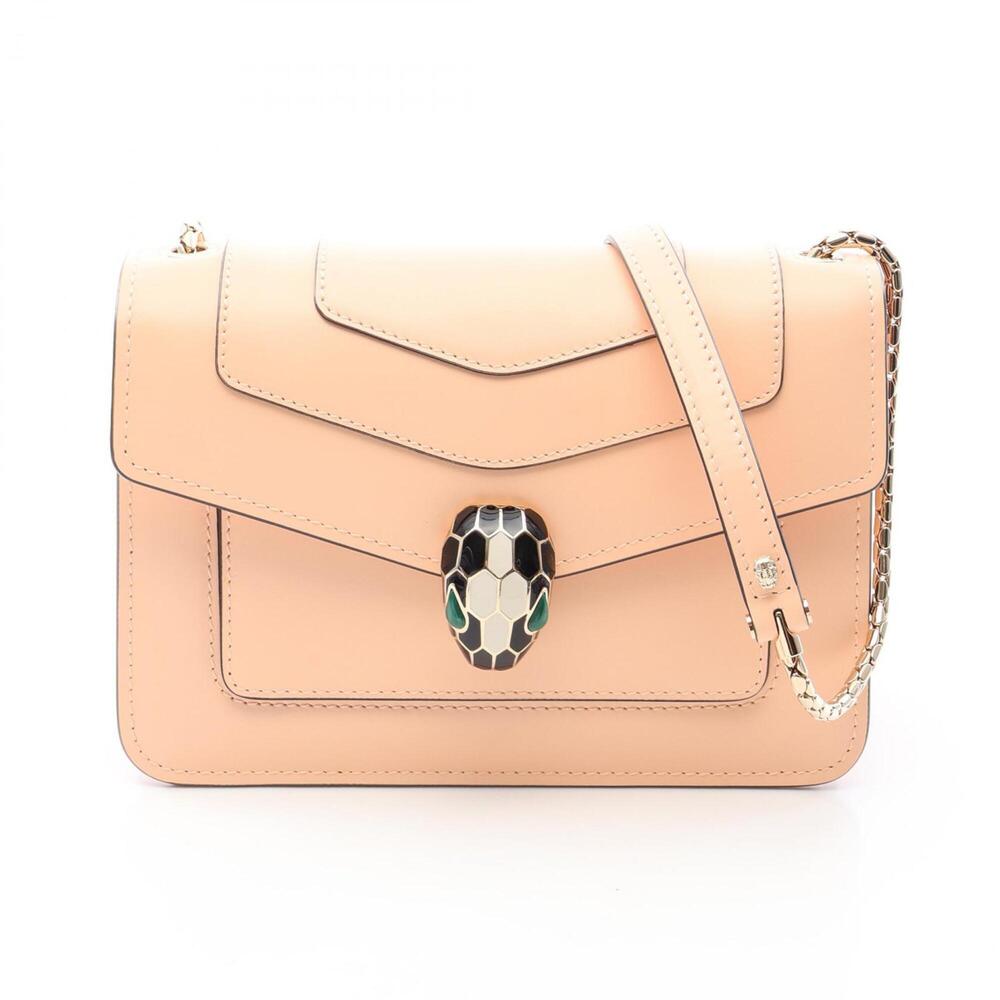 Bulgari BVLGARI Serpenti Forever Shoulder Bag Handbag Leather Women's Beige